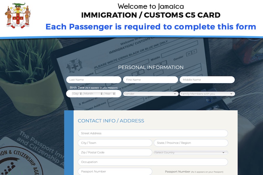 Bild Jamaika Einreiseformular