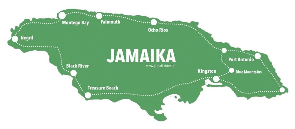 Karte Jamaika Rundreise